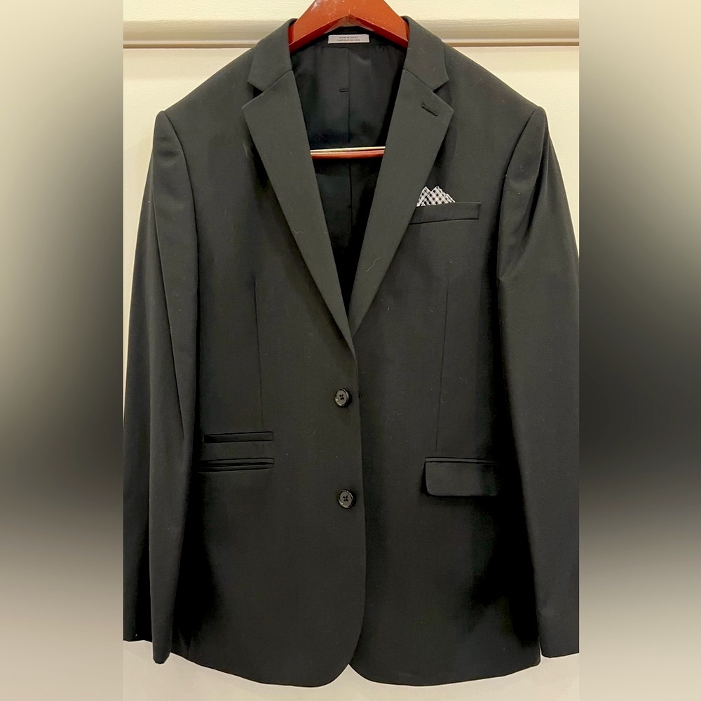 Express Photographer Fitted  2 Piece Suit Pants Jacket, pocket square.Never worn - Picture 2 of 15